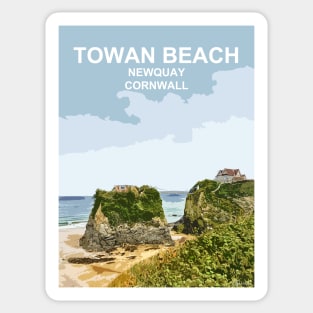 Towan Beach Newquay Cornwall. Cornish gift. Travel poster Sticker